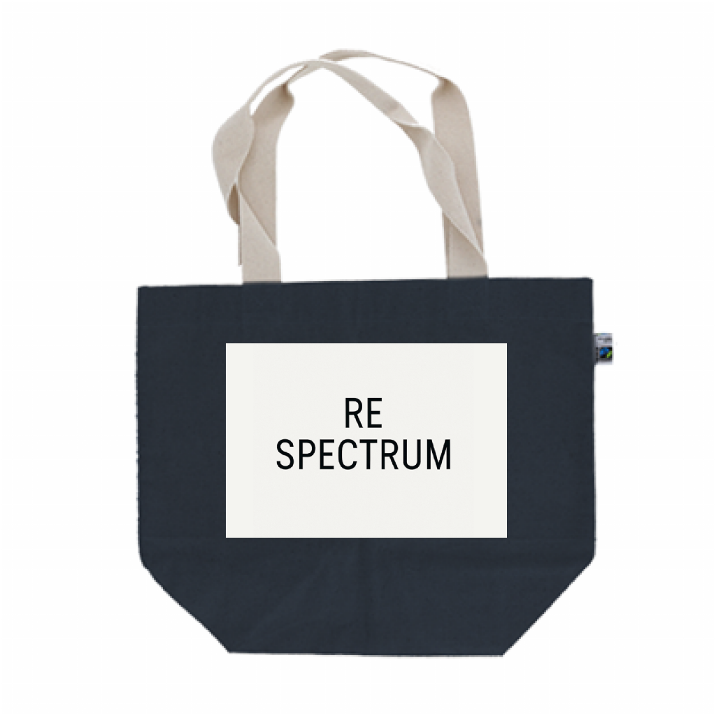 RE SPECTRUM フェアトレードトート L｜Typography Logo（ネイビー×ロゴ）