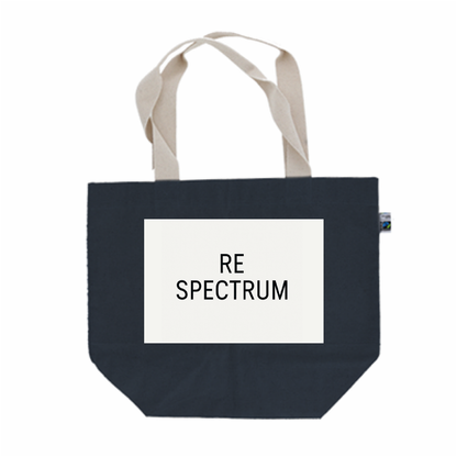 RE SPECTRUM フェアトレードトート L｜Typography Logo（ネイビー×ロゴ）