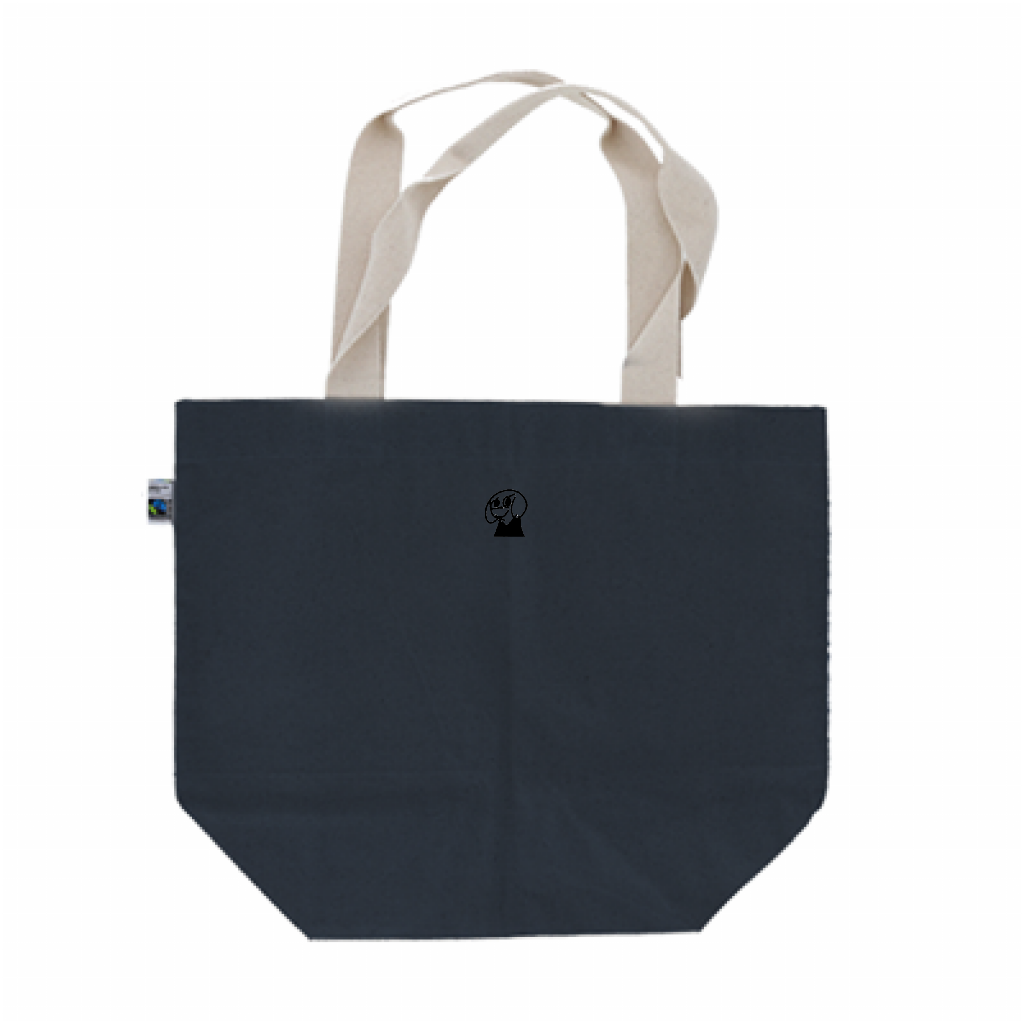 RE SPECTRUM フェアトレードトート L｜Typography Logo（ネイビー×ロゴ）