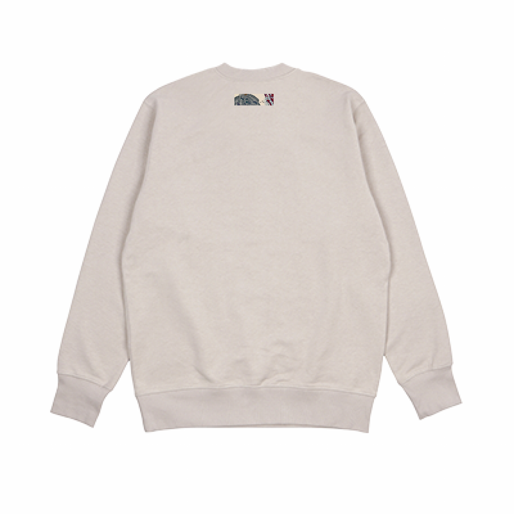RE SPECTRUM オーガニックアートスウェット｜Back Patch Art（オートミール×アースカラーサイドロゴ）