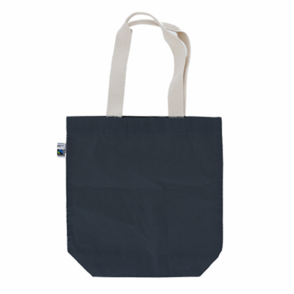 RE SPECTRUM フェアトレードトート M｜Typography Logo（ネイビー×ロゴ）