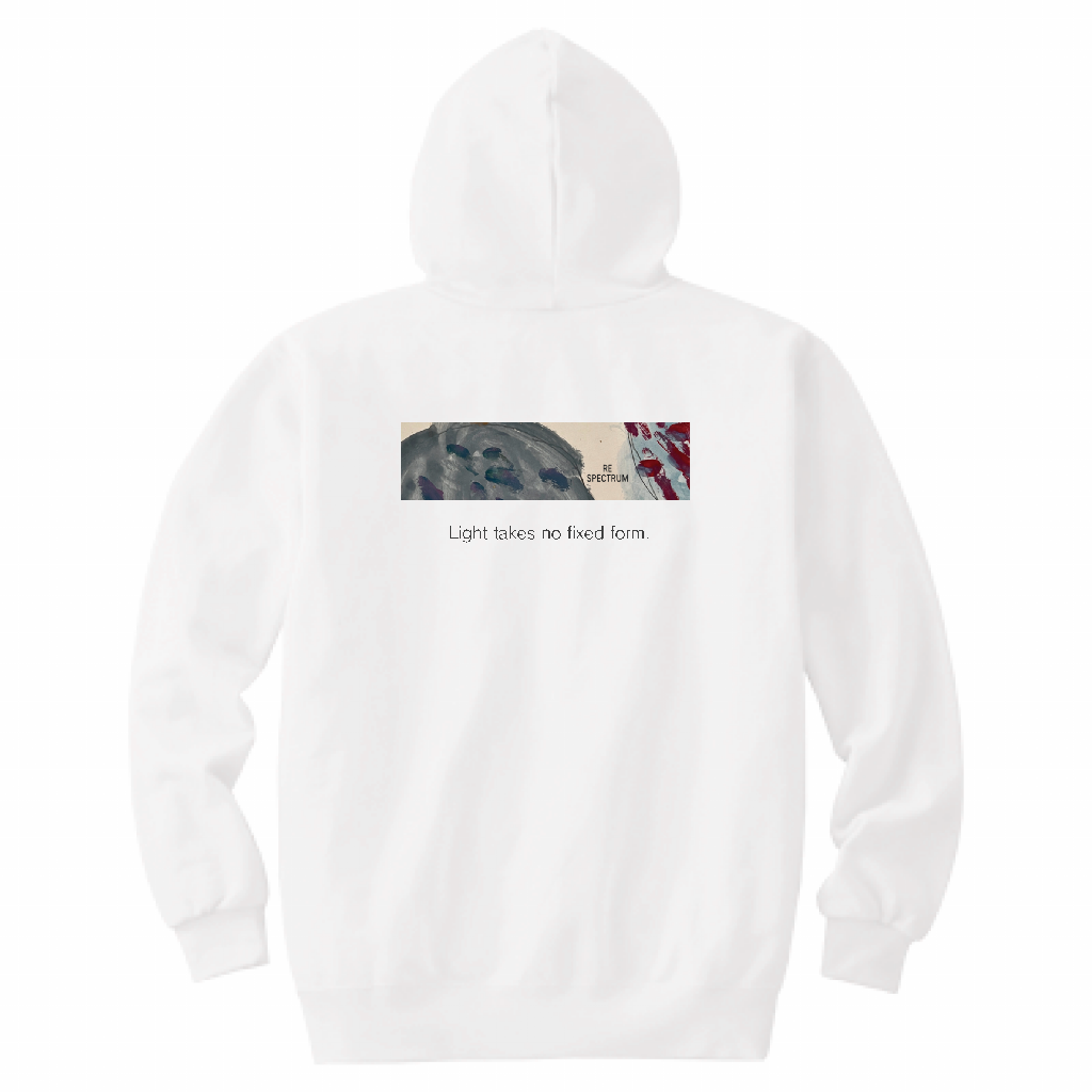 RE SPECTRUM バックプリントフーディー（ホワイト×アースカラー）