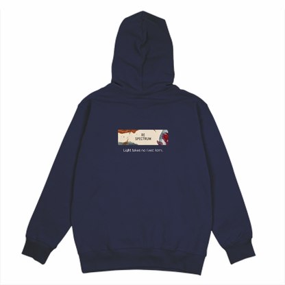 RE SPECTRUM オーガニックパーカー｜Back Patch Art（ネイビー×アースカラーロゴ中央）