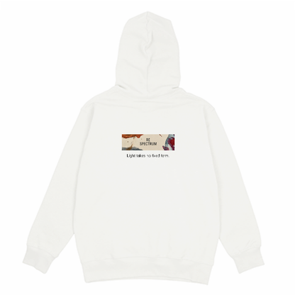 RE SPECTRUM オーガニックパーカー｜Back Patch Art（ホワイト×アースカラーロゴ中央）