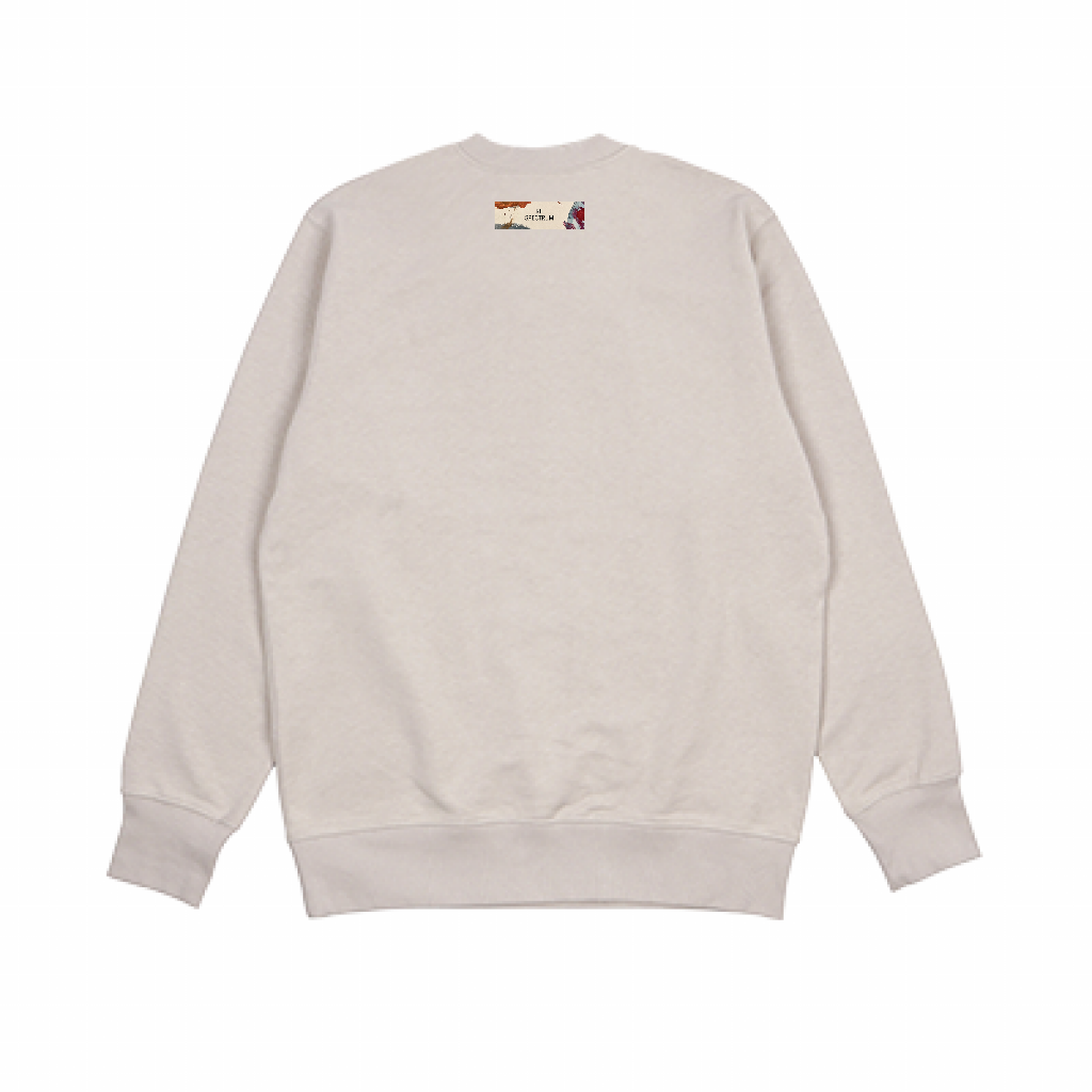 RE SPECTRUM オーガニックアートスウェット｜Back Patch Art（オートミール×アースカラーセンターロゴ）